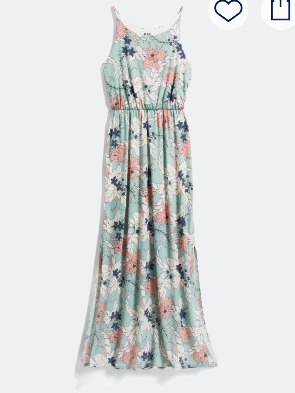 Floral Maxi Dress in Green and Pink-Verse